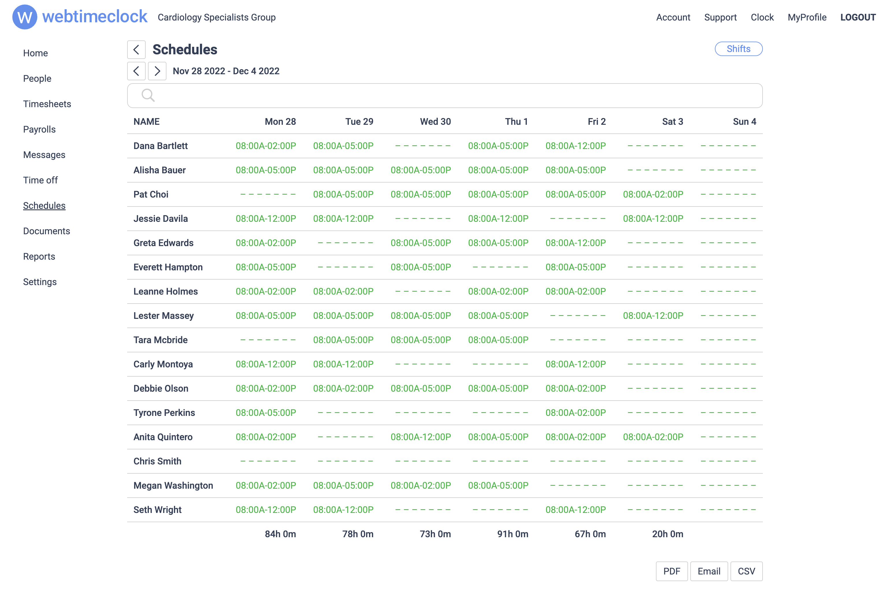 Employee Schedule